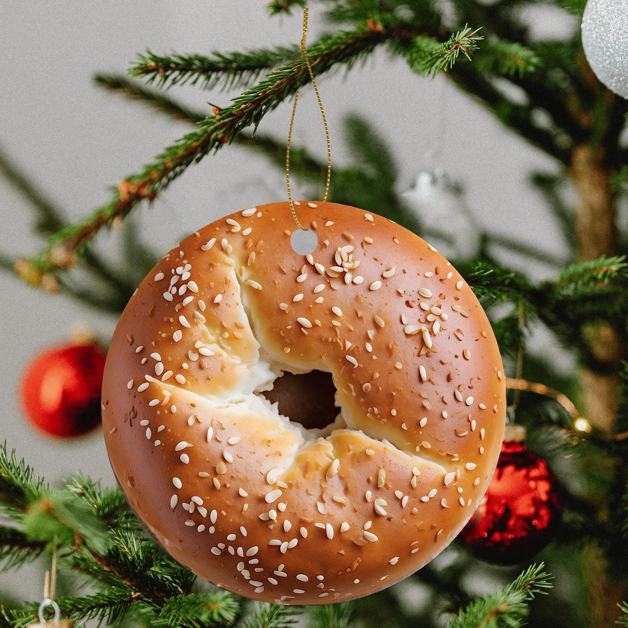 Hallmark Ornamento Natalizio Everything Bagel Con Crema Di Formaggio - 2,56 X 2,42 X 0,93 Cm, Collezione 2024 - 3