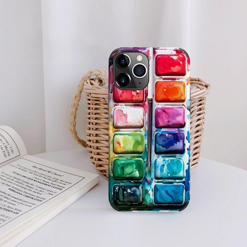 Paintbox Case for iPhone 11,12,13,14,15,16,17 Pro/Pro Max/Plus/Mini/Air Watercolor Art Paint Palette Colorful Cool Artist Gift (FLAT DESIGN) image 5