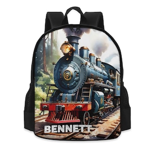 Conception personnalisée de train de chemin de fer de sac à dos d'école avec le nom personnalisé pour le cartable de garçon de maternelle de tout-petits d'âge préscolaire