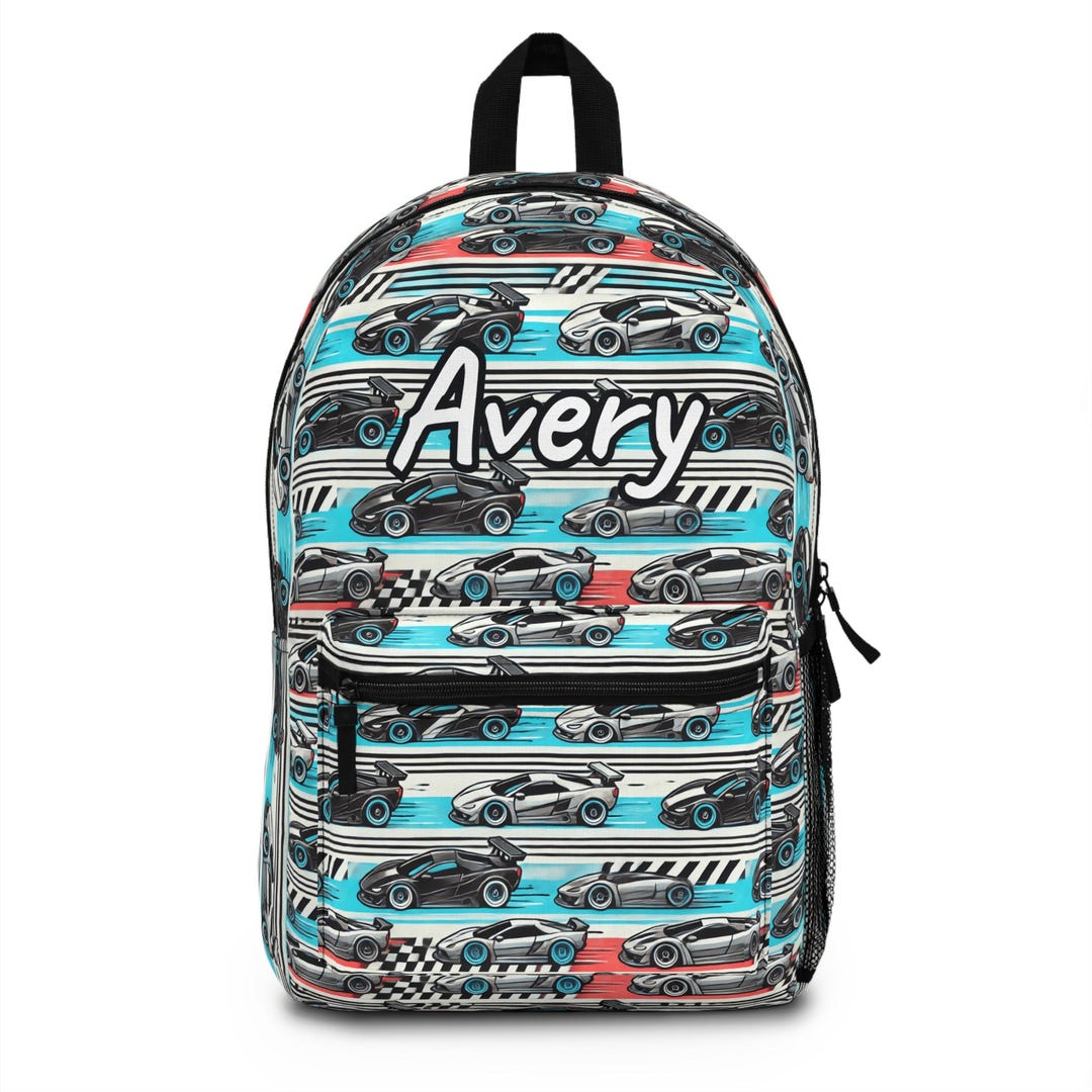 Personalized Racecar Backpack for Boys – Custom Back to School Bag Kids ...