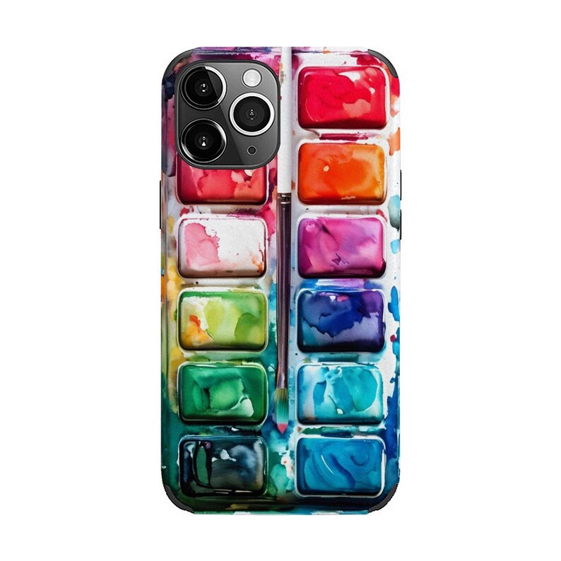 Paintbox Case for iPhone 11,12,13,14,15,16,17 Pro/Pro Max/Plus/Mini/Air Watercolor Art Paint Palette Colorful Cool Artist Gift (FLAT DESIGN) image 9