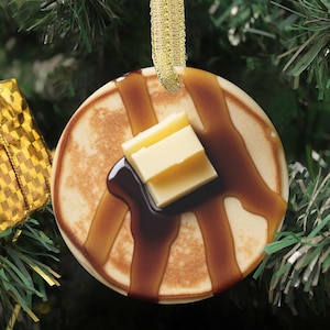 Custom Pancake with Maple Syrup and Butter  Delicious Foodie Breakfast Food for Foodie Pancakes Lover Ornament (Flat Design, NOT 3D)