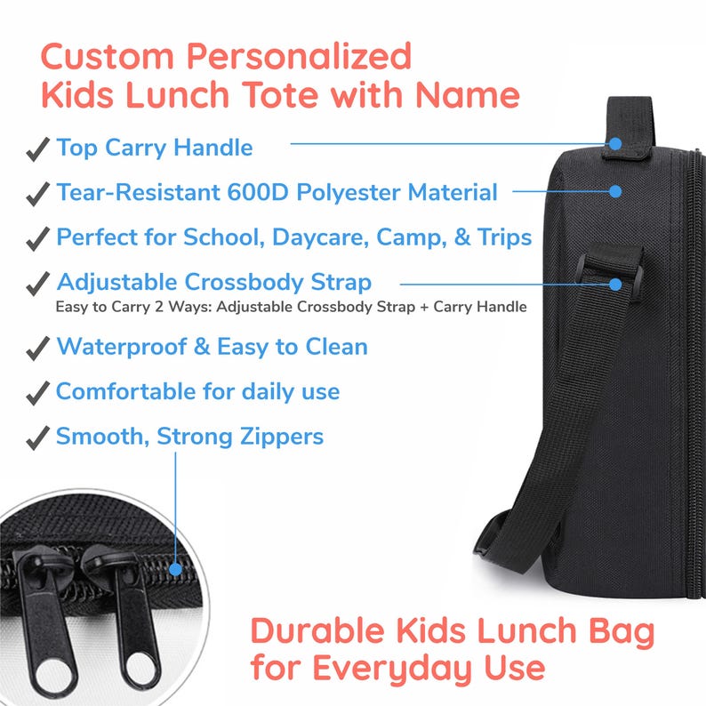 Personalized Lunchbag for Kids Custom Monogrammed Lunch Tote With Name ...