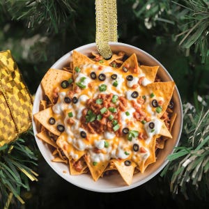 Custom Cheesy Nachos Mexican Cuisine Taco Chips Snack Personalized Food Lover Christmas Xmas Ornament (Flat Design, NOT 3D)