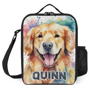Sac à lunch personnalisé pour enfants avec monogramme personnalisé avec nom Sac à lunch pour chien Golden Retriever pour camp scolaire garçons et filles