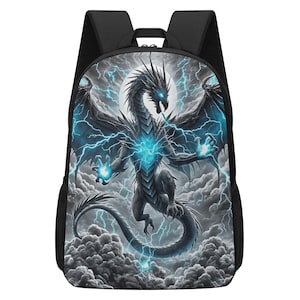 Blue Dragon Backpack for Boys, Fantasy Dragon School Backpack, Mythical Dragon Bookbag, Kids School Bag, Elementary Middle School Gift