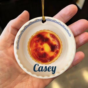 Custom Portugese Pastel del Nata Custard Egg Tart Portugal Dessert Lovers Personalized Christmas Food Ornament Gift Xmas Décor