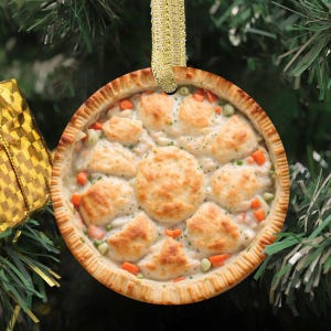 Torta di pollo personalizzata con crosta di biscotti, cibo confortante, regali e decorazioni per gli amanti del cibo, ornamento natalizio personalizzato (design piatto, NON 3D)