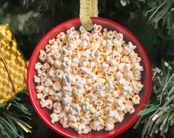 Personalized Popcorn Foodie Snack Ornament (Flat Image Design Printed on Ceramic)
