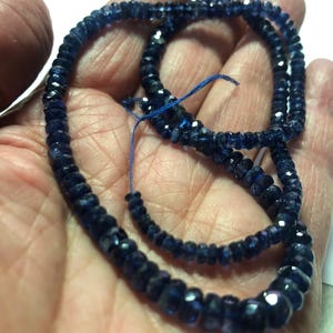 Natural Beautiful Blue Kyanite Faceted Rondelles for Jewelry Making, Bead Size 3mm to 5mm, 18 Inches Long