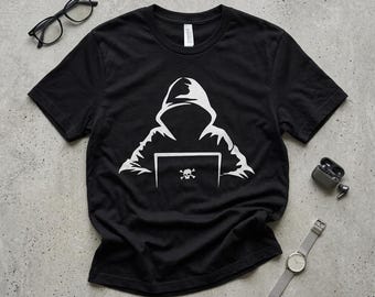 Hacker at Work T-Shirt: Cybersecurity Coder Tee, Programmer Gift, Computer Geek Top
