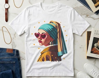フェルメール「真珠の耳飾りの少女」Tシャツ、ヴィンテージアートT