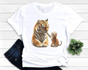 Camiseta de gatito y tigre para jugar: Camiseta para amantes de los animales