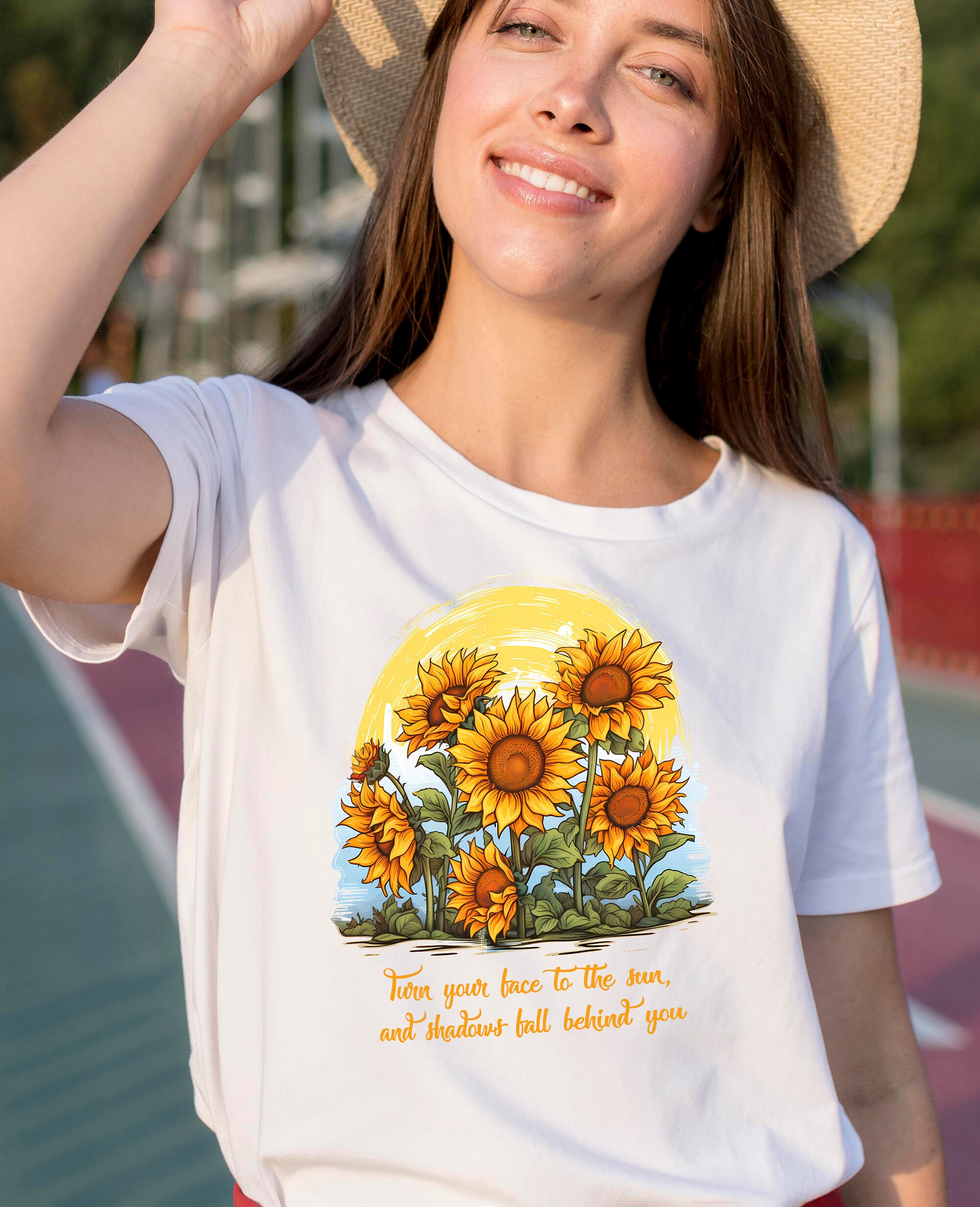 Sunflower Graphic T-shirt: Floral Garden Tee, Positive Quote