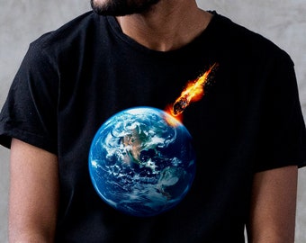 Cosmic Impact Tee: Earth Asteroid Strike Graphic T-Shirt
