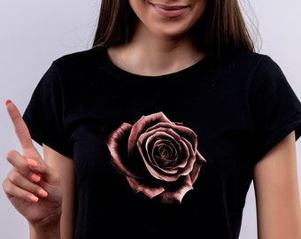Black Rose T-Shirt: Gothic Floral Tee, Emo Grunge Clothing