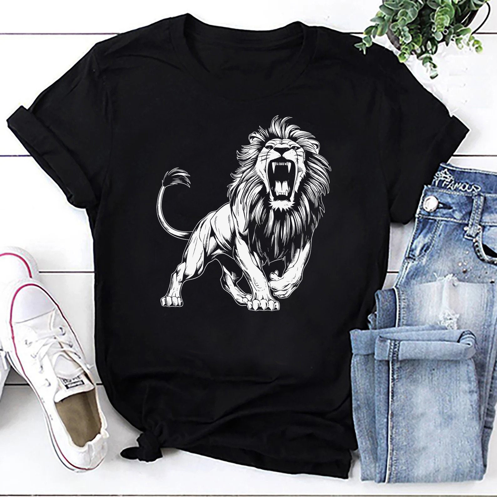 Mighty Lion Roar African Safari Premium Graphic Tee Mighty Lion Roar African Safari Premium Graphic Tee