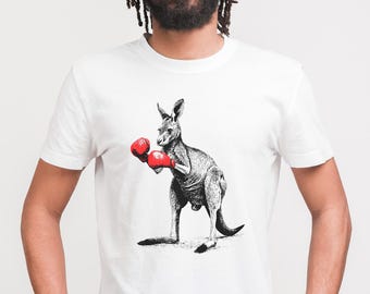 Camiseta Boxing Kangaroo: Camiseta gráfica com atitude australiana para fãs de esportes