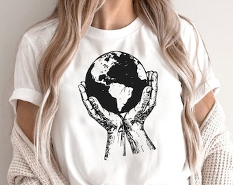 Koszulka z nadrukiem „Dzień Ziemi”: Koszulka z grafiką „United Earth”, Koszulka „Ratuj świat” na rzecz globalnego ocieplenia