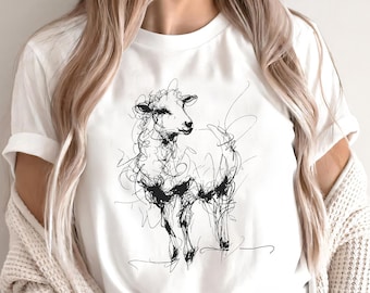 Camiseta Black Sheep | Camiseta minimalista com ilustração de cordeiro desenhada à mão