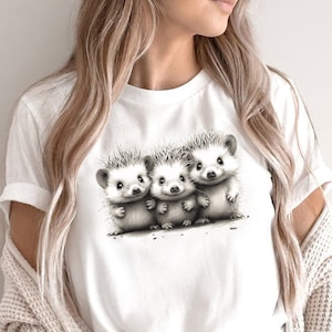 Cute Hedgehog Shirt, Hedgehog Gift, Unisex Hedgehog Lover Tee, Adorable Hedgehog Pup T-Shirt, Hedgehog Gift, Pet Hedgehog Shirt,Siblings Tee