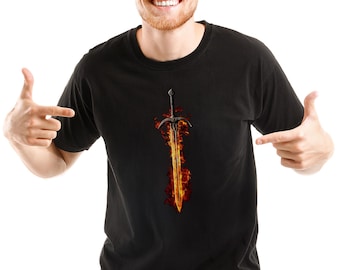 T-shirt Flaming Sword: middeleeuws Fantasy Fire Blade-T-shirt