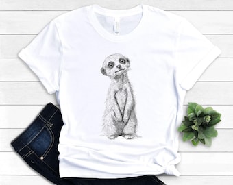 Camiseta gráfica Baby Meerkat, design de safári com vida selvagem