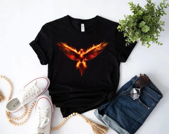 Flaming Phoenix Graphic Tee: Rebirth Firebird Shirt
