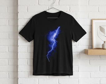 Blue Lightning Bolt T-Shirt: Unisex Stormy Weather Tee, Science Lover Gift
