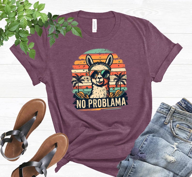No Problama Shirt, Llama Lover Shirt, No Probllama T-shirt, Funny Retro ...