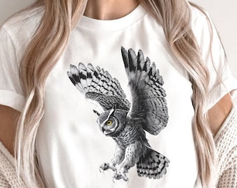 Majestic Owl T-Shirt, Bird Watching Tee