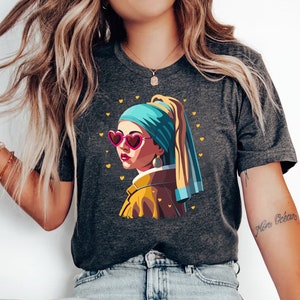 Girl with a Pearl Earring T-Shirt: Heart Shades Vermeer Art Tee