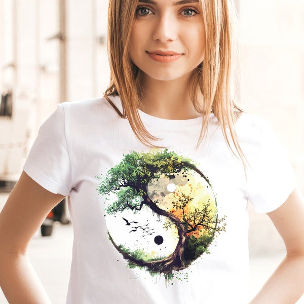 Yin Yang Shirt,Tree of Life T-Shirt, Spiritual Shirt, Ying Yang Bonsai Tree Shirt, Yoga Gift, Meditation Tee, Nature Harmony Meditation Zen