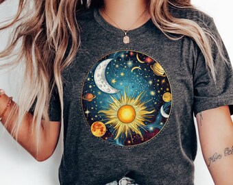 Koszulka z motywem nieba: Duchowa koszulka z astrologią galaktyki