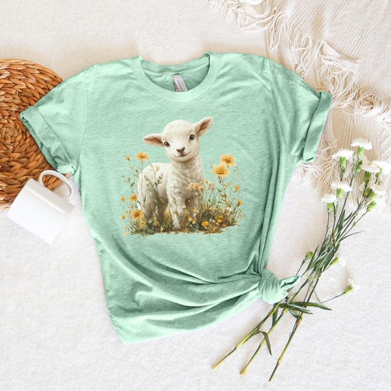 Floral Lamb T-shirt: Spring Sheep Meadow Unisex Jersey - Etsy
