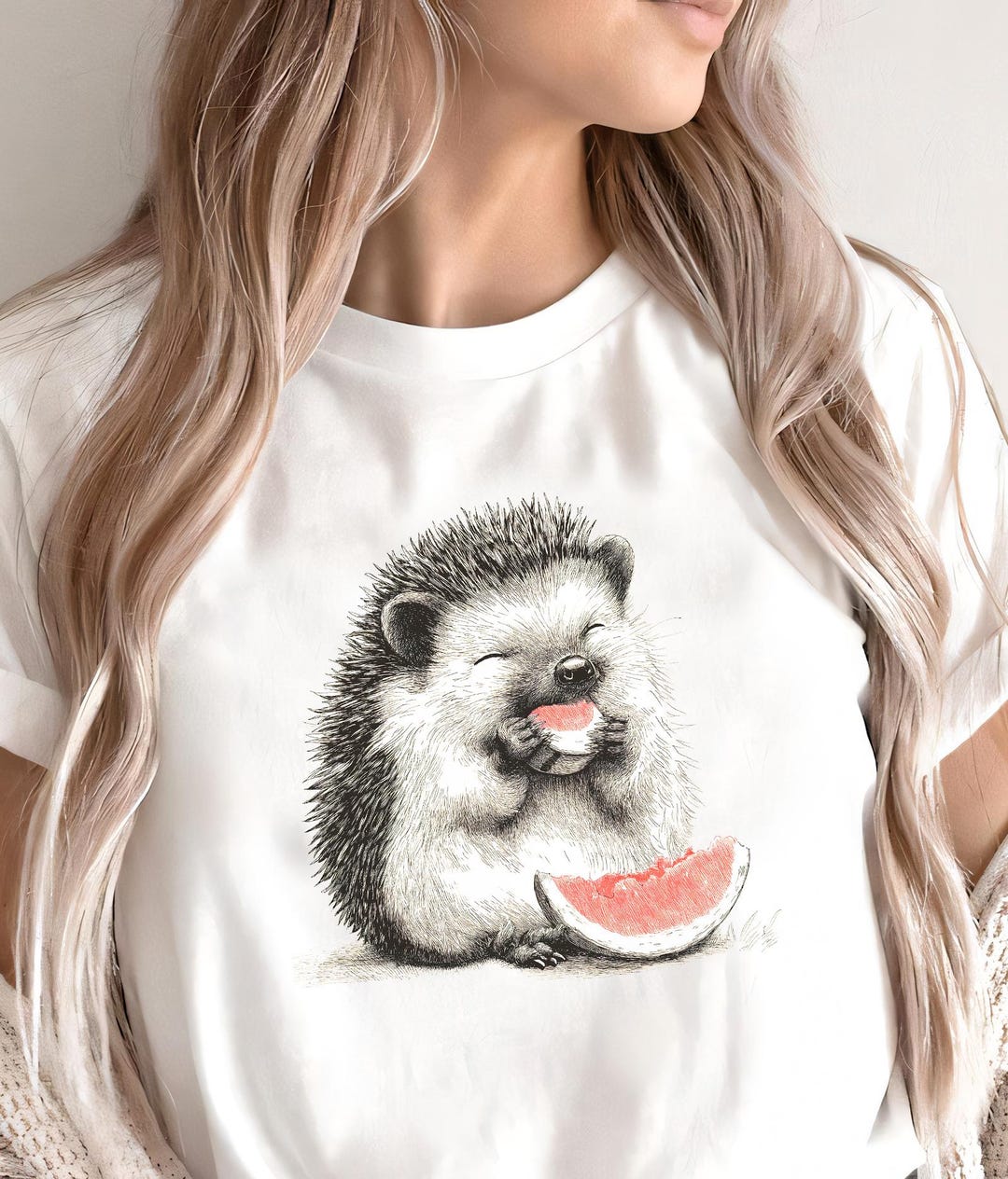 ハリネズミ スイカ Tシャツ、動物グラフィックTシャツ - Etsy 日本