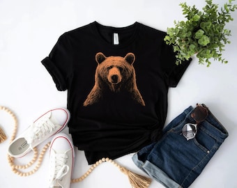 Camiseta con retrato de oso Kodiak: Camiseta con gráfico de vida silvestre