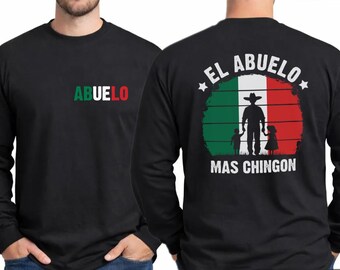El Abuelo Más Chingón Camiseta Manga Longa | Presente mexicano do vovô | Camisa Família Abuelo