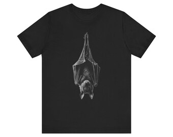 Upside Down Vampire Bat Tee: Spooky Halloween Shirt, Goth Fan Gift