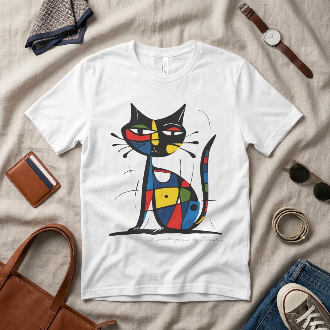ピカソ猫Tシャツ：面白いアートの傑作、猫好きへのギフト - Etsy 日本