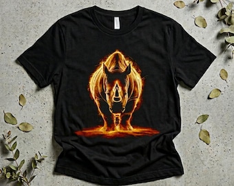 Neon Rhino Graphic Tee, Unisex Safari Gift, Rhinoceros Strength of the Wild Shirt