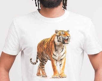 Camiseta estampada Roaring Tiger: camiseta unissex amante dos animais