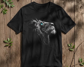 雄大なライオンのTシャツ：野生動物アフリカサファリTシャツ、大型ネコ科動物好きへのギフト