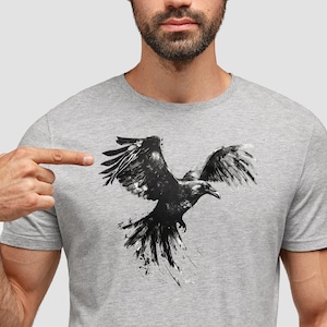 Soaring Raven Tee, Norse Mythology Crow T-Shirt, Crow Raven Pagan T Shirt, Unisex Gothic Shirt, Raven Lover Gift, Edgar Allan Poe Shirt