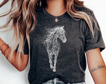 Equine Elegance Tee: Minimalist Horse Line Art Shirt, Unisex Horseback Riding Gift