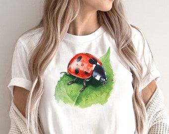 水彩てんとう虫Tシャツ：自然愛好家のためのガーデニングシャツ - Etsy