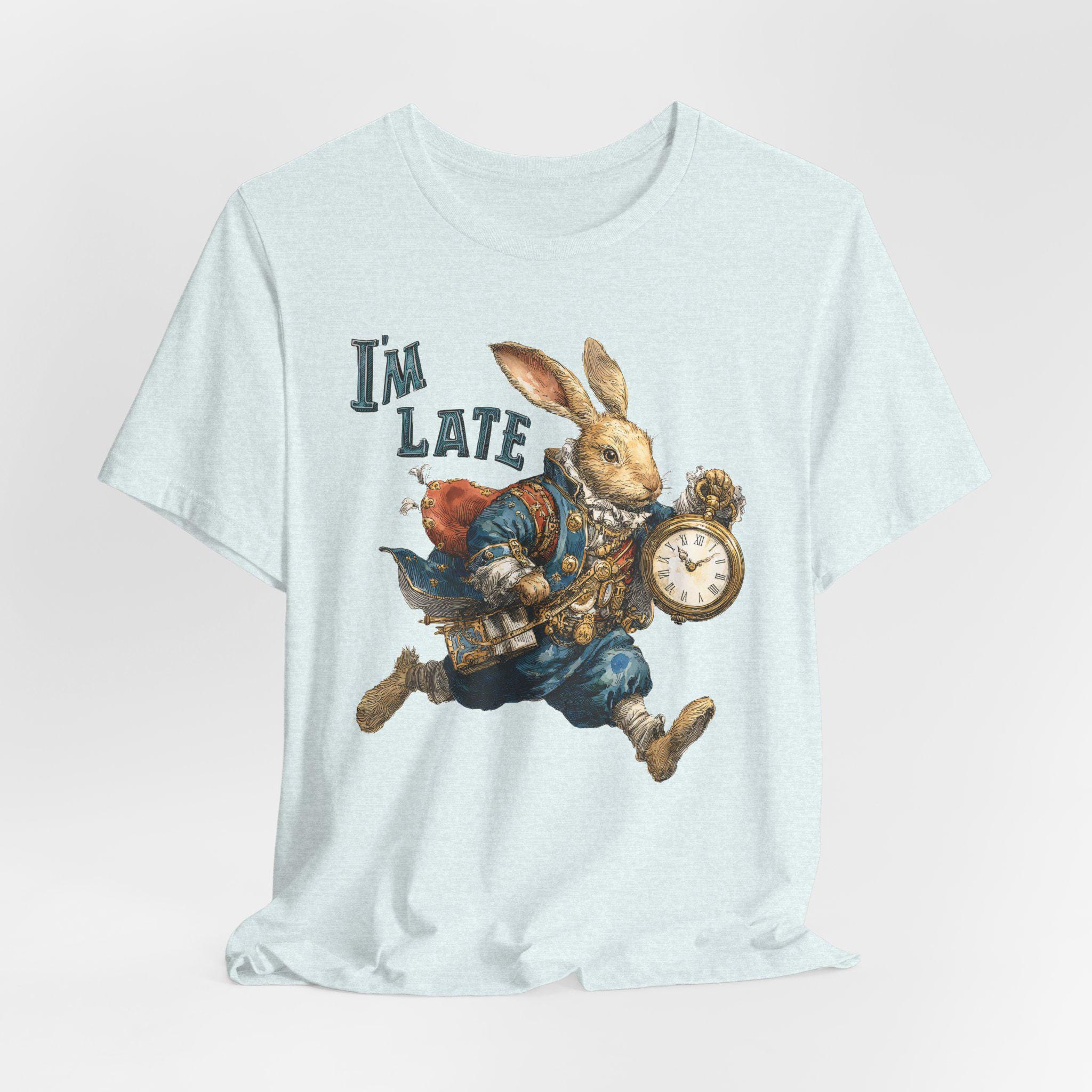 Alice in Wonderland T-shirt: White Rabbit, I'm Late, Book Lover