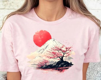 Mount Fuji Cherry Blossom T-Shirt: Japanese Landscape Tee