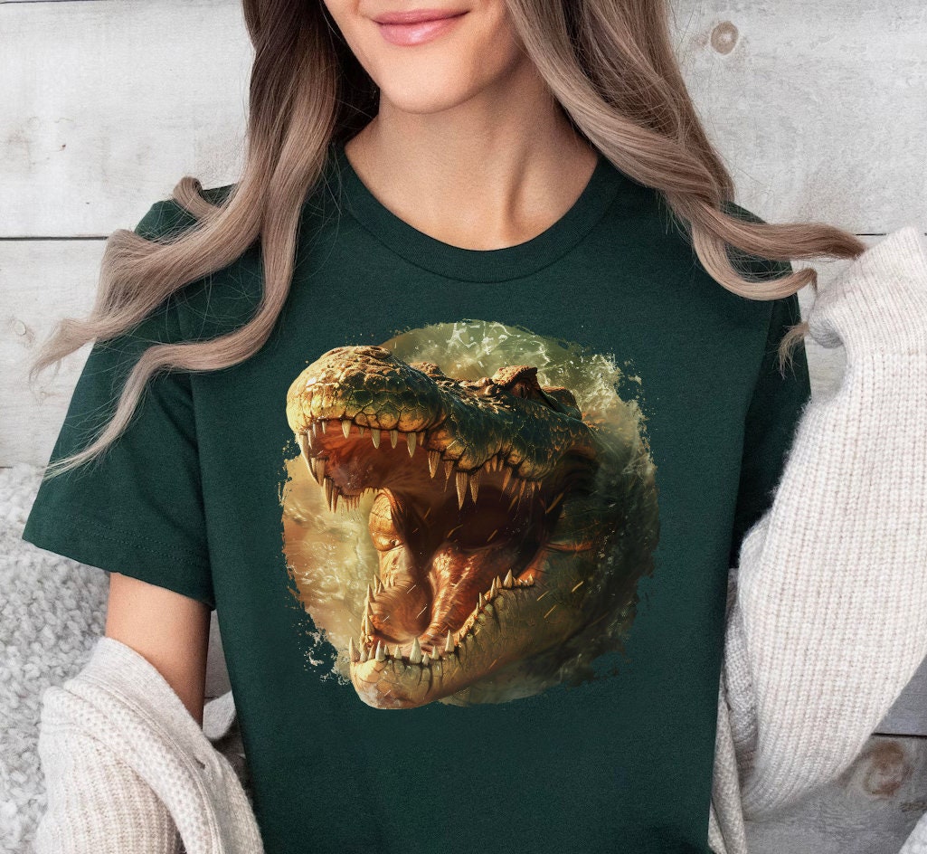 Fierce Crocodile Graphic Tee: African Wildlife Shirt