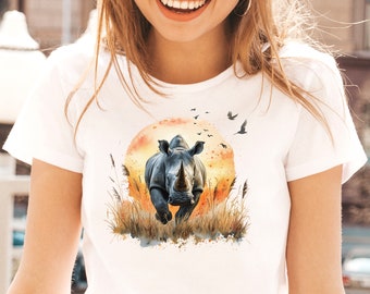 Rhino T-Shirt, African Savanna Animal, Wildlife Gift